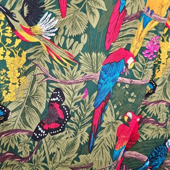 Rare Vintage Tropical Birds Butterflies Print Wrap Skirt Cotton S Wow - Picture 5 of 7